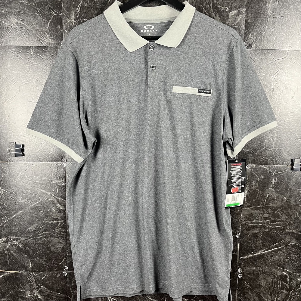 Oakley Men's Grey Hydrolix Golf Polo Shirt Large -New